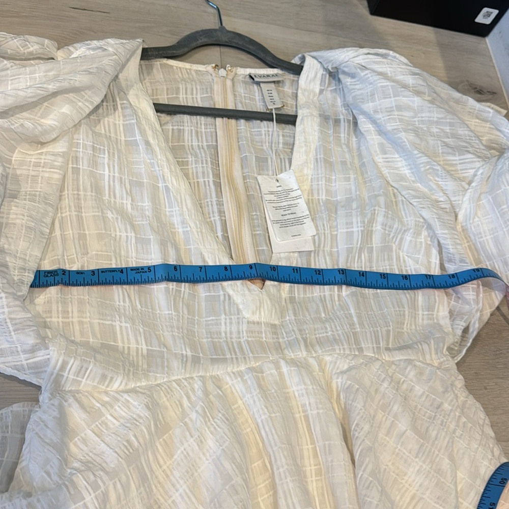 EVARAE Amber NWT Dress MSRP$530 W/a tie-front V neck with short puff sleeves. - Picture 14 of 15